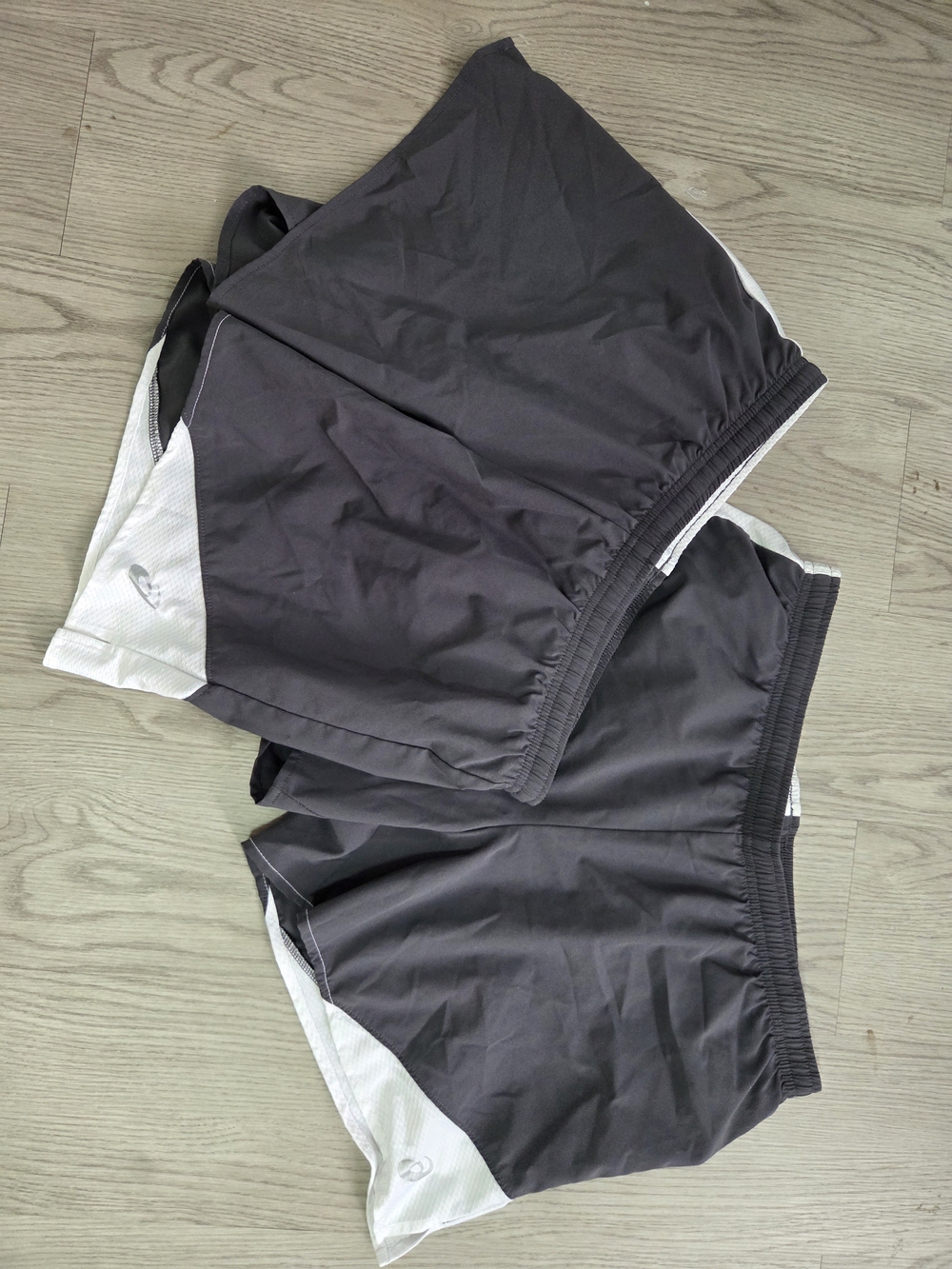Asics Womens Gray Athletic Shorts with White Panels, Set Of Two Size L